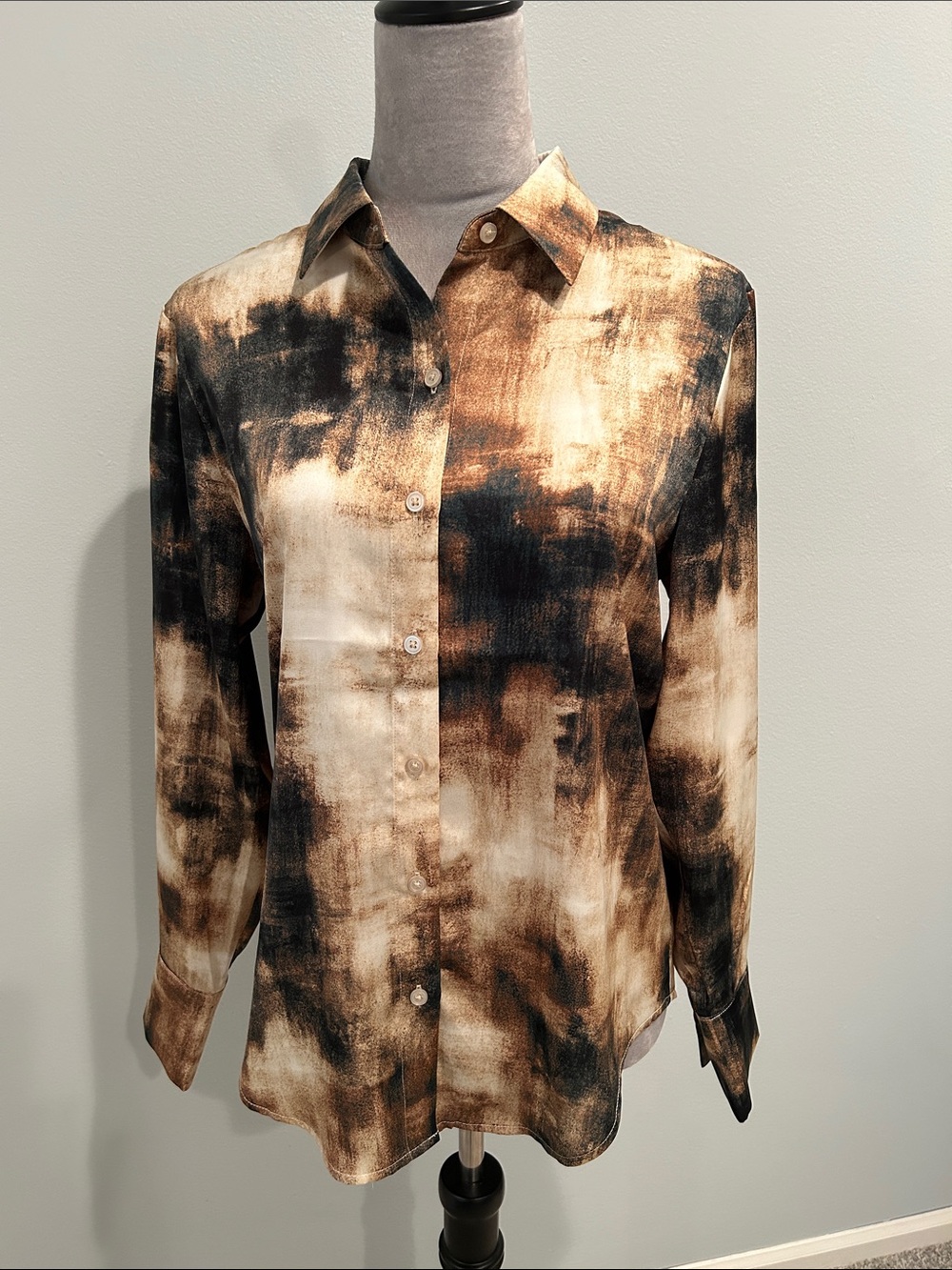 Kenneth Cole Abstract Fall Blouse M